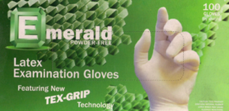 Emerald Powder-Free Latex Exam Gloves – 5 Mil [XS, S,M,L, & XL]