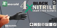 Emerald 4X Black Nitrile Exam Gloves – 4 Mil [S, M, L, & XL]
