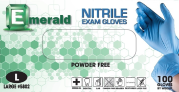 Emerald Powder-Free Nitrile Exam Gloves – 3 Mil  [XS, S,M,L & XL ]