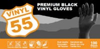 Emerald 55 Powder-Free Black Vinyl Gloves [S, M, L, & XL]