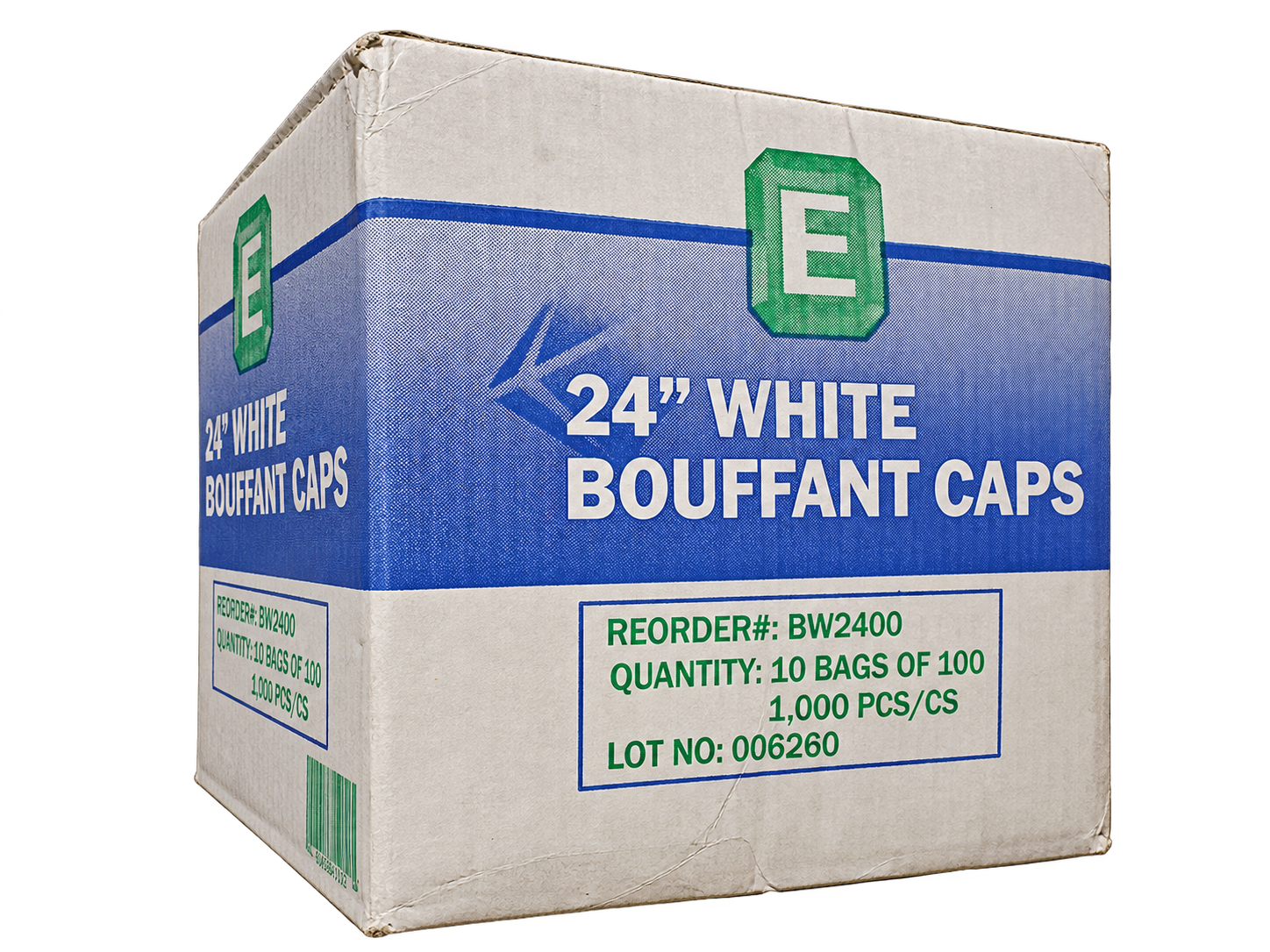 24" White Bouffant Cap