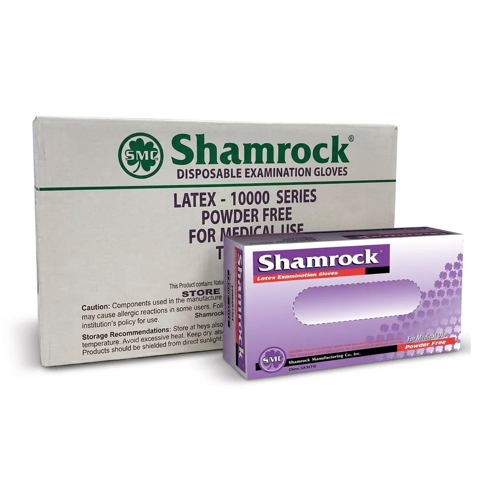 Shamrock 5 mil Latex Exam Disposable Glove Powder-Free, Full Textured, Medical, Nail & Food Safe